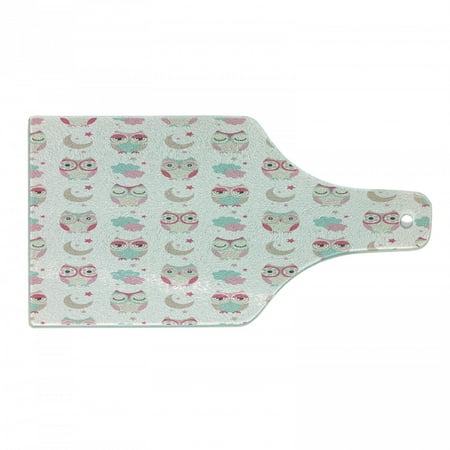 Owls Cutting Board Owls Stars Moon Patterns in Feminine Soft Colors Symmetric Design Art Decorative Tempered Glass Cutting and Serving Board Wine Bottle Shape Almond Green Pink Tan by Ambesonne
Owls Cutting Board Owls Stars Moon Patterns in Feminine Soft Colors Symmetric Design Art Decorative Tempered Glass Cutting and Serving Board Wine Bottle Shape Almond Green Pink Tan by Ambesonne
