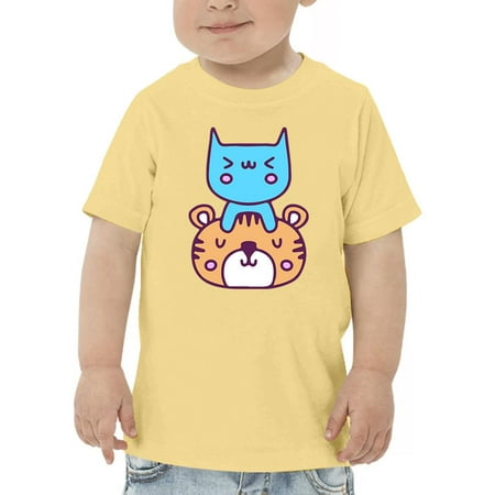 Cute Cat And Tiger Stack T-Shirt Toddler -Image by Shutterstock 4 Toddler