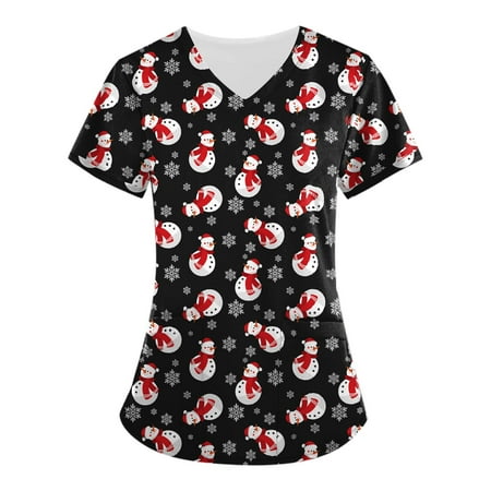 Fragarn V-Neck Womens Scrubs Top Workwear Originals with Rib-Knit Back Panels