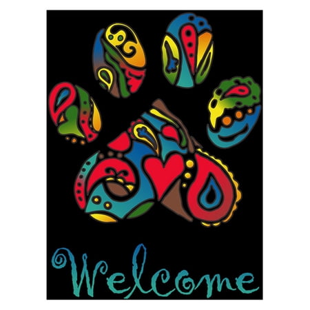 Toland Home Garden Welcome Paisley Paws Flag