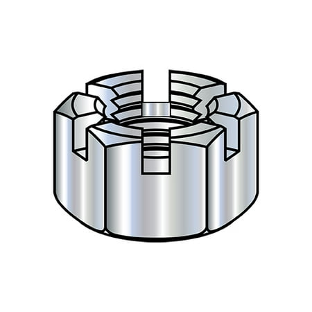 1/4-28 Slotted Hex Nut Zinc (Pack Qty 500) BC-15NHS