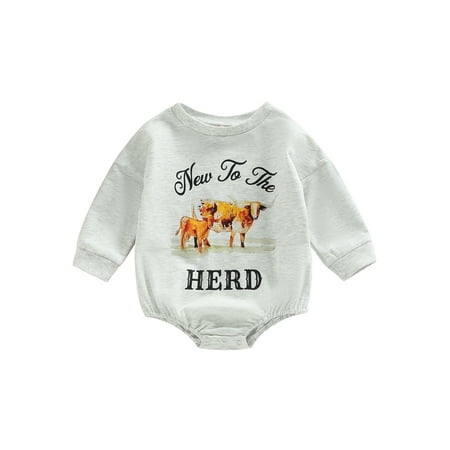 Genuiskids Baby Boys Girls Sweatshirt Spring Fall Romper Cow Head Letter Print Long Sleeves Jumpsuit 0-18M
Genuiskids Baby Boys Girls Sweatshirt Spring Fall Romper Cow Head Letter Print Long Sleeves Jumpsuit 0-18M