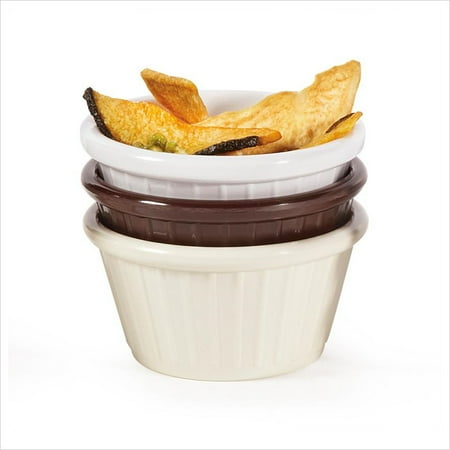 3 oz. 3 inch Fluted Ramekin 1.5 inch Deep Ivory Melamine Pack of 6