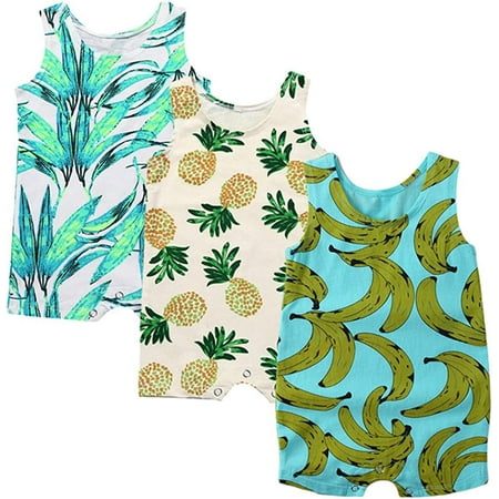 QWZNDZGR Baby 3-Pack Boys Girls Sleeveless Romper Pineapple Heart Flower Bodysuit
QWZNDZGR Baby 3-Pack Boys Girls Sleeveless Romper Pineapple Heart Flower Bodysuit