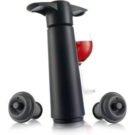 

Vacu Vin Wine Saver Pump and 2 Wine Stopper Vacuum Sealers Black