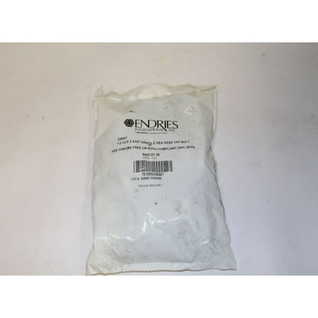 Endries International 1/2-13 x 3 A307 Grade A Hex Head Tap Bolt - 25 Pack