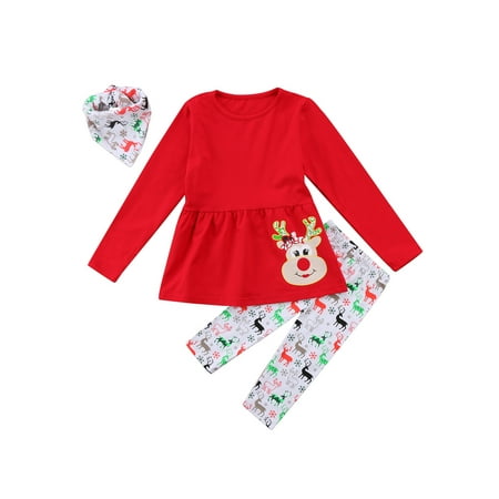 Youweixiong Toddler Little Girls Christmas Outfit Printed Long Sleeve Round Neck T-shirt Elastic Long Pants Bib 3Pcs Set
Youweixiong Toddler Little Girls Christmas Outfit Printed Long Sleeve Round Neck T-shirt Elastic Long Pants Bib 3Pcs Set