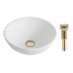 Kraus KCV-341-G Elavo White Ceramic Small Round Vessel Bathroom Sink - Gold