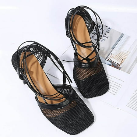 Vedolay 2023 Womens High Heel Women s Comfy High Heels Breathable Summer Orthopedic Open Toe High Shoes Black 7.5