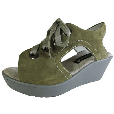 Steve Madden Womens Bambi Lace Up Wedge Sandal Shoe Green US 7.5