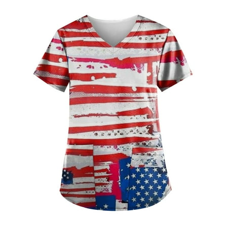 Sksloeg Scrub Tops Women Stretchy V-Neck American Flag Holiday Flag Stripes Printed Color Block Patriotic Workwear White XL
Sksloeg Scrub Tops Women Stretchy V-Neck American Flag Holiday Flag Stripes Printed Color Block Patriotic Workwear White XL