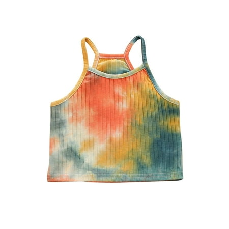 

Toddler Girl T Shirt Kids Dance Tank Top Racerback Crop Tank Top Tie Dye Sleeveless Sports Dance Top For Ballet Gymnastics Dancewear For 3-4 Years