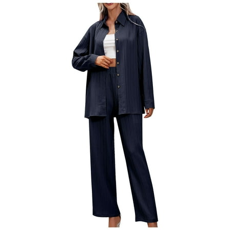 oieyuz Work Outfits for Women Casual Solid Color Button Long Sleeve Long Pants Lapel Blouses Sets
oieyuz Work Outfits for Women Casual Solid Color Button Long Sleeve Long Pants Lapel Blouses Sets