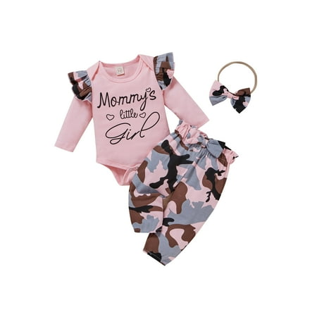 Canrulo Infant Baby Girls Clothes Letter Print Long Sleeve Romper+Camouflage Pants+Headband 3Pcs Outfits Pink 12-18 Months
Canrulo Infant Baby Girls Clothes Letter Print Long Sleeve Romper+Camouflage Pants+Headband 3Pcs Outfits Pink 12-18 Months