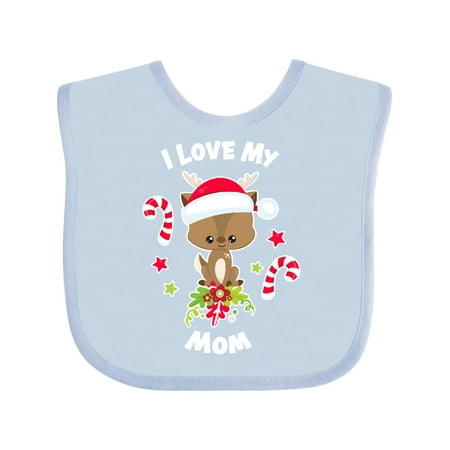 Inktastic I Love My Mom with Reindeer Gift Baby Boy or Baby Girl Bib