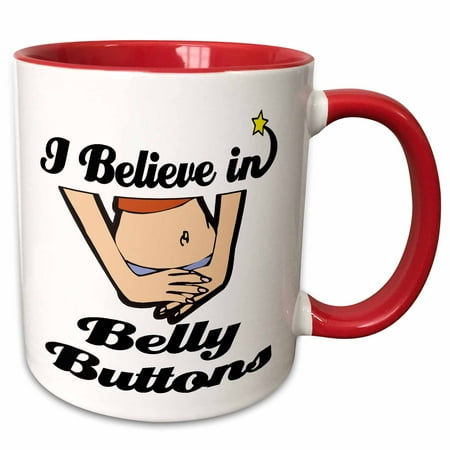 3dRose I Believe In Belly Buttons - Two Tone Red Mug 11-ounce
