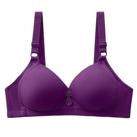 

Strapless Bras for Women Thin Striped Print Breathable Gathers Comfort Support Bra for Women Full Coverage and Lift Purple B