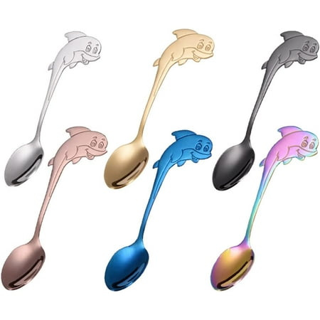6Pcs Stainless Steel Tea Coffee Sugar Spoons Rainbow Dolphin ICE CREAM Dessert Spoons Fruit Spoons Cocktail Stirring Spoons for Cake Dessert Salt 6 Colors 
6Pcs Stainless Steel Tea Coffee Sugar Spoons Rainbow Dolphin ICE CREAM Dessert Spoons Fruit Spoons Cocktail Stirring Spoons for Cake Dessert Salt 6 Colors