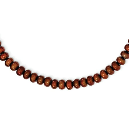 Sterling Silver 18in 6-7mm Freshwater Cultured Pearl Chocolate Necklace.