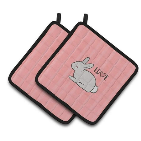 Nursery Love Bunny Rabbit Pair of Pot Holders