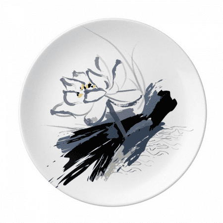 Ink Lotus Flower Flower Plate Decorative Porcelain Salver Tableware Dinner Dish