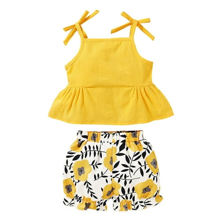 QWERTYU Newborn Infant Baby Toddler Girl Boy Outfit Summer Clothing Set Cami Top and Floral Shorts Set Sleeveless Yellow
QWERTYU Newborn Infant Baby Toddler Girl Boy Outfit Summer Clothing Set Cami Top and Floral Shorts Set Sleeveless Yellow