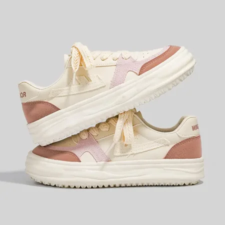 WARRIOR Women‘s Casual Sneakers Color-block Lace-up Skate Shoes All-match Canvas Shoes