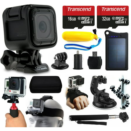 GoPro HERO4 Session HD Action Camera (CHDHS-101) + 48GB Essetial Accessories Bundle includes Solar Charger + Stabilizer + Head Strap + Car Mount + Selfie Stick + Travel Case + Car Charger + More!