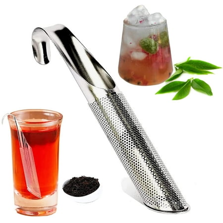 Stainless Steel Tea Strainer Cylindrical Mesh Tea Strainer Long Handle Tea Divider For Tea Rose Coffee Spices Etc (2)