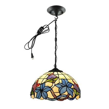 FSLiving Plug in Pendant Light Tiffany Hanging Light Fixture Ceiling Light with Plug in Cord and On/Off Dimmer Switch Glass Lampshade for Bedroom Foyer Hallway Kitchen Island E26 Socket - 1 Pack
FSLiving Plug in Pendant Light Tiffany Hanging Light Fixture Ceiling Light with Plug in Cord and On/Off Dimmer Switch Glass Lampshade for Bedroom Foyer Hallway Kitchen Island E26 Socket - 1 Pack