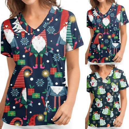 Wirziis Christmas Costumes for Women Nursing Scrub Tops Christmas Printed Working Uniform Short Sleeve V-Neck Workwear Blouse T-shirt with Pockets
Wirziis Christmas Costumes for Women Nursing Scrub Tops Christmas Printed Working Uniform Short Sleeve V-Neck Workwear Blouse T-shirt with Pockets