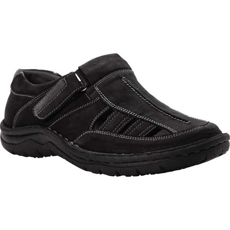 Men s Propet Jack Fisherman Sandal Black Nubuck 10 3E