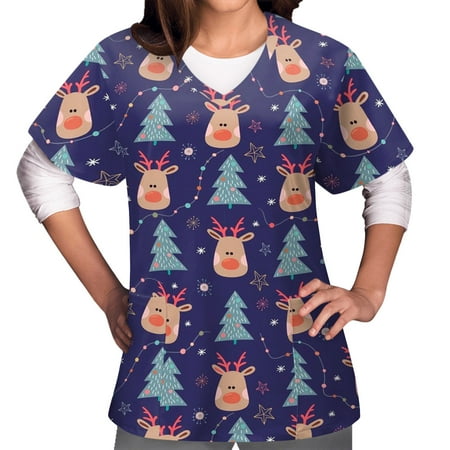 Womens Scrub Tops Christmas Printed Short Sleeve V Neck Uniforms Workwear Scrubs Fun Patterned Tshirts Scrub Tops
Womens Scrub Tops Christmas Printed Short Sleeve V Neck Uniforms Workwear Scrubs Fun Patterned Tshirts Scrub Tops