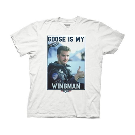 Ripple Junction Top Gun Adult Unisex Goose is My Co-Pilot Light Weight 100% Cotton Crew T-Shirt LG White