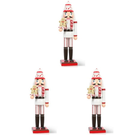 TOYMYTOY 3pcs Christmas Gift Wooden Cartoon Nutcracker Adorn Desktop Creative Wood Puppet Ornament