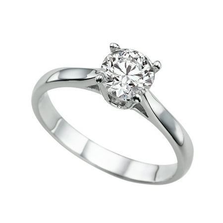 1.50ct Lab Created White Sapphire Engagement Ring White Gold 14K Cathedral Round