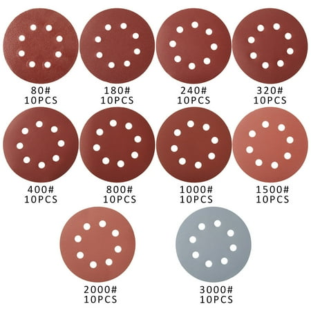 

Sanding Discs Willstar 125mm 5 Inch 8-Hole Hook and Loop Sanding Discs 100/60Pcs 40-3000 Grit Assorted Orbital Sander Round Sandpaper