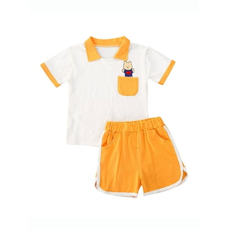 Calsunbaby Kids Baby 2Pcs Shorts Set Stitching Color Round Neck Short Sleeve Bear Print Pocket Decor Tops Breeches Suit
Calsunbaby Kids Baby 2Pcs Shorts Set Stitching Color Round Neck Short Sleeve Bear Print Pocket Decor Tops Breeches Suit