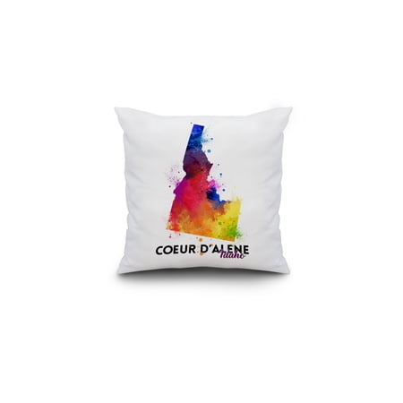 Coeur D'Alene, Idaho - State Abstract - Watercolor - Lantern Press Artwork (16x16 Spun Polyester Pillow, Custom Border)