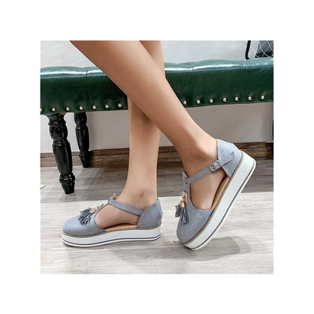 Daeful Women Casual Shoes Ankle Strap Summer Sandal Fringe Platform Sandals Outdoor Lightweight Fashion Low Heel Dress Shoe Gray 9
Daeful Women Casual Shoes Ankle Strap Summer Sandal Fringe Platform Sandals Outdoor Lightweight Fashion Low Heel Dress Shoe Gray 9