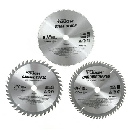 Hyper Tough 3-Piece of 6.5 inch Circular Saw Blades (40T 60T 140T) AU30024K
Hyper Tough 3-Piece of 6.5 inch Circular Saw Blades (40T 60T 140T) AU30024K