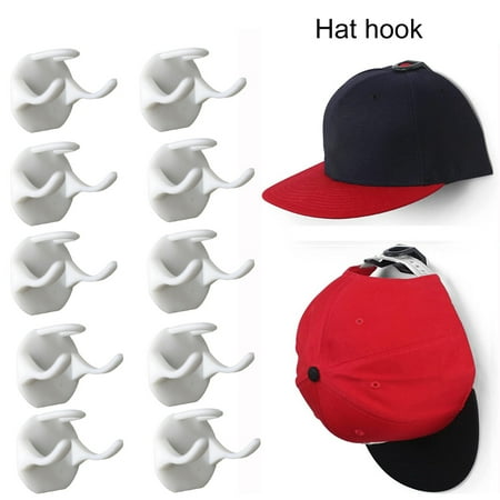 opvise 10 Pcs Hat Storage Hooks Self-adhesive Double Hanging Method Paste Firmly Save Space Wall-mounted Storage Anti-slip Great Stickiness Hat Storage Racks Household Supplies Black
