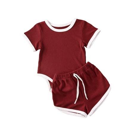 Fullvigor Baby Summer Outfits Stitching Color Ribbed Shorts Sleeves Romper and Shorts
Fullvigor Baby Summer Outfits Stitching Color Ribbed Shorts Sleeves Romper and Shorts