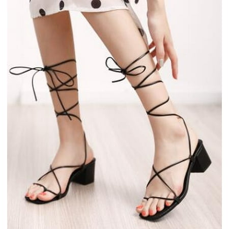 Alueeu Women s sandals Women Cross Ankle Strap Tie Tip Toes Sandals Hoof Heels Med Summer Beach Shoes
Alueeu Women s sandals Women Cross Ankle Strap Tie Tip Toes Sandals Hoof Heels Med Summer Beach Shoes