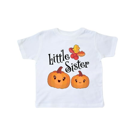 Inktastic Little Sister Pumpkins with Fall Leaves Gift Toddler Toddler Girl T-Shirt