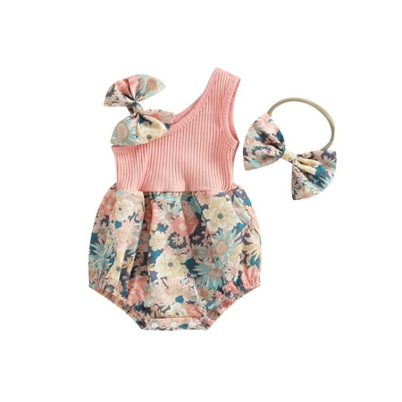 Carolilly 0-18M Baby Girl Two Piece Outfits Summer Floral One Shoulder Romper and Stretch Headband Cute Clothes
Carolilly 0-18M Baby Girl Two Piece Outfits Summer Floral One Shoulder Romper and Stretch Headband Cute Clothes