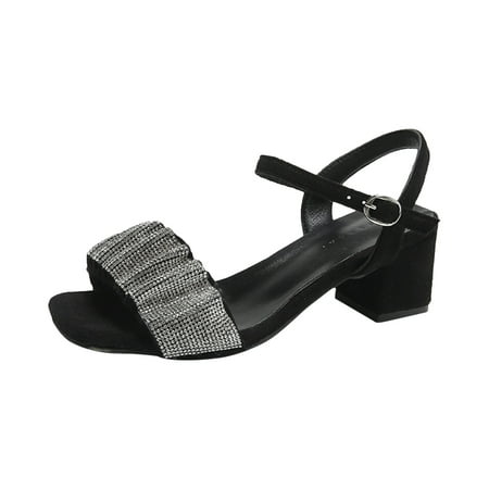Stamzod Women s Fashionable Outer-wear Square Head Shoes Diamond Flat Bottom Square Heel Sandals Clearance Black 37
Stamzod Women s Fashionable Outer-wear Square Head Shoes Diamond Flat Bottom Square Heel Sandals Clearance Black 37
