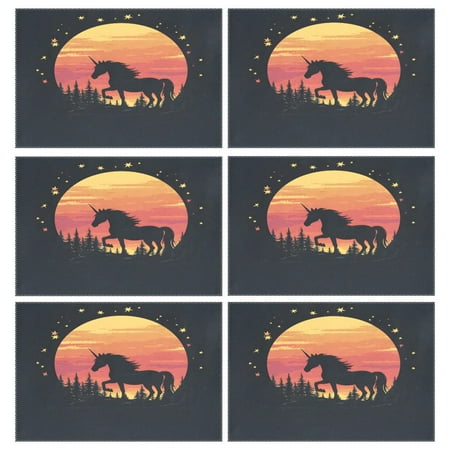 Ryvnso Placemats Set of 6 Unicorn in Sunset Dining Mats Heat-Resistant Non-Slip Washable Table Mat
Ryvnso Placemats Set of 6 Unicorn in Sunset Dining Mats Heat-Resistant Non-Slip Washable Table Mat
