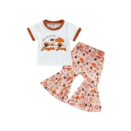 Gwiyeopda Kid Girl Cute Halloween Suit Short Sleeve Pumpkin Print Shirt + Bell-Bottoms Pants Suit
Gwiyeopda Kid Girl Cute Halloween Suit Short Sleeve Pumpkin Print Shirt + Bell-Bottoms Pants Suit