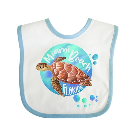 Inktastic Miami Beach Florida Swimming Sea Turtle with Bubbles Gift Baby Boy or Baby Girl Bib